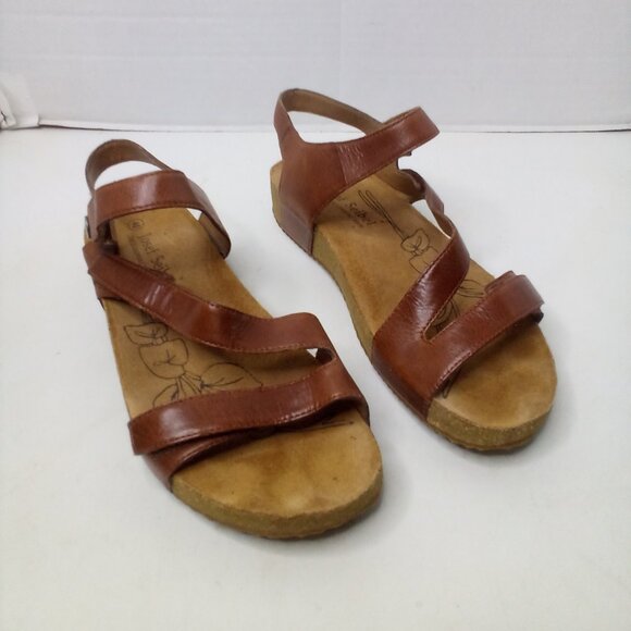 Josef Seibel Sandals 40 US 9 Ankle Strap Comfort Shoe Adjustable Brown - Picture 1 of 14
